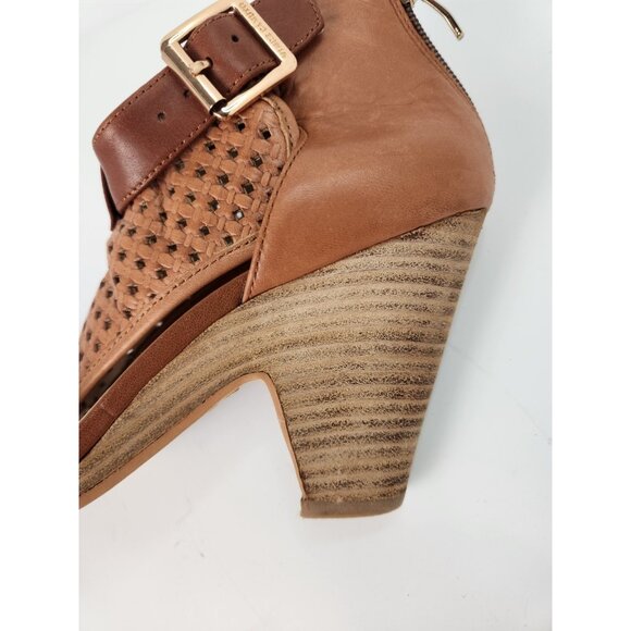 Vince Camuto Womens Brown Woven Leather Peep Toe Sandal Cone Heel size 8.5 - Picture 13 of 15